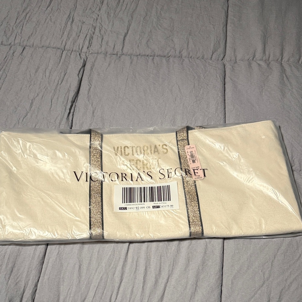 Victoria's Secret Beige Tote with Gold Accents